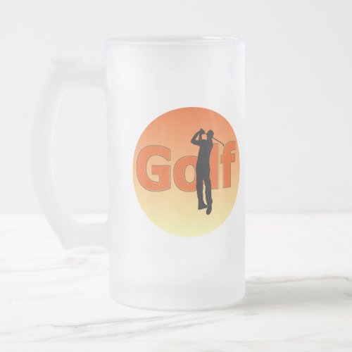 Silouhette of Golfer  Frosted Glass Beer Mug