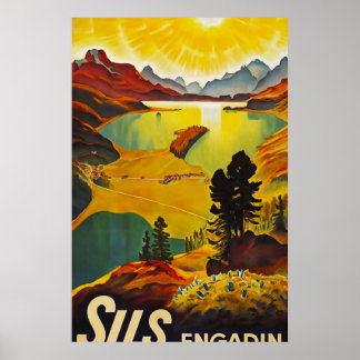 Sils Engadin vintage travel Poster
