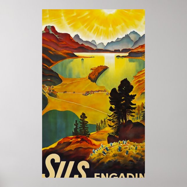 Sils Engadin vintage travel Poster (Front)