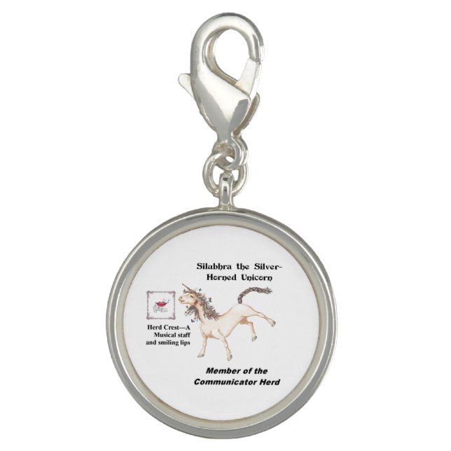Silubhra with Herd Info - Round Silver Plated Char Charm (Front)