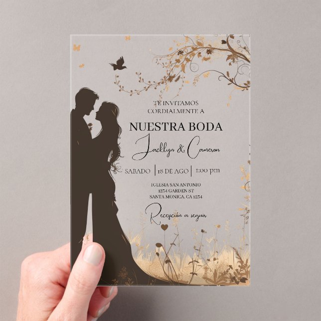 Silueta de novio y novia  acrylic invitations (Insitu (Handheld))