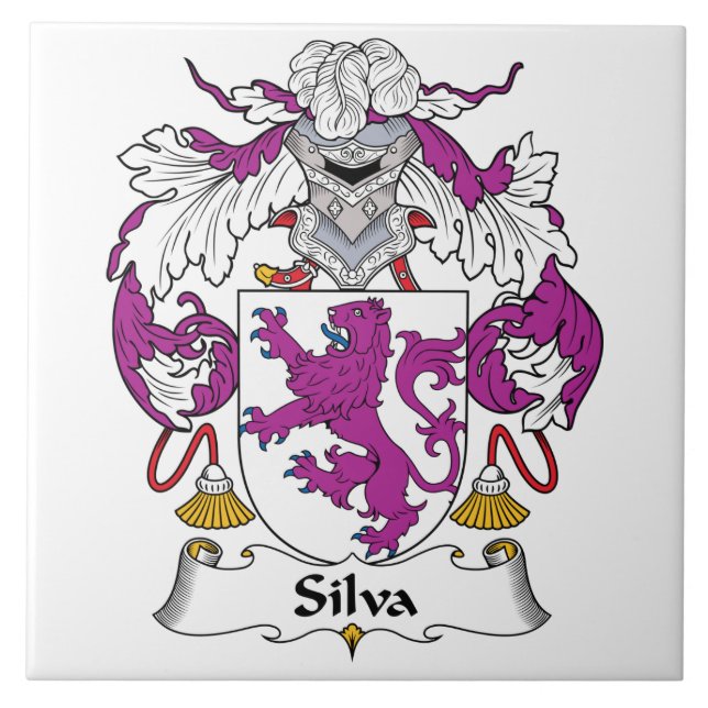 Silva Family Crest Ceramic Tile (Front)
