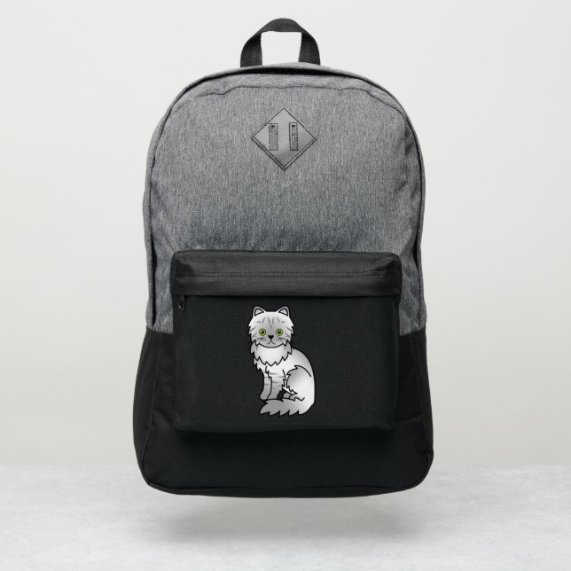 Silve Tabby Chinchilla Persian Cute Cartoon Cat Port Authority® Backpack (Front)
