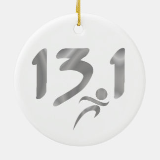 Silver 13.1 half-marathon ceramic ornament