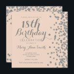 Silver 18th Birthday Glitter Confetti Blush Pink Invitation<br><div class="desc">Elegant 18th Birthday Silver Faux Glitter Confetti Blush Pink invitation template. Matching products available!</div>