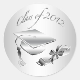 Silver 2012 Graduation Cap & Diploma Seals