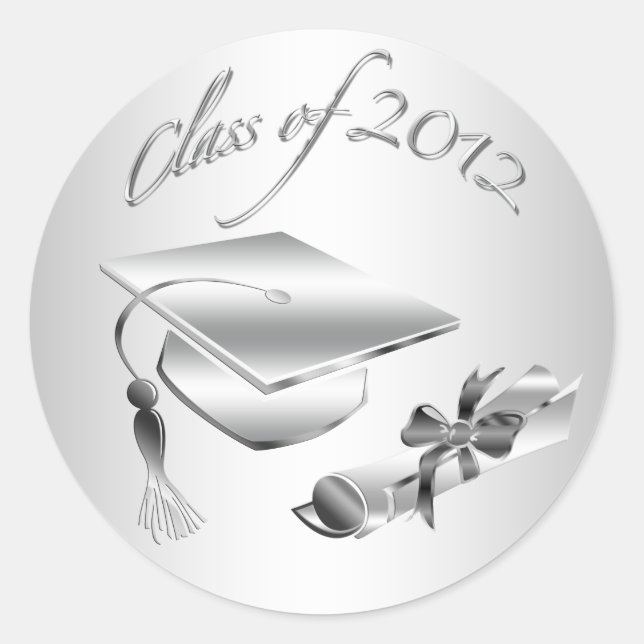Silver 2012 Graduation Cap & Diploma Seals (Front)