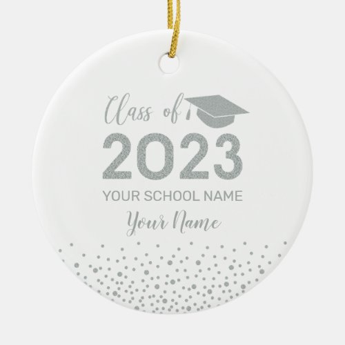 Silver 2022 Graduation Christmas Gift Ceramic Ornament