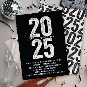 Silver 2025 Ring In The New Year Eve Holiday Party Invitation