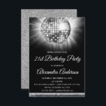 Silver 21st Birthday Party Disco Ball - 70's Party Invitation<br><div class="desc">Silver Twenty First Birthday Party Disco Ball Party Invitation. The Silver and Black 21st Birthday Party Invitation is perfect for a modern 21st Birthday Party. Please contact designer for customized matching items.</div>