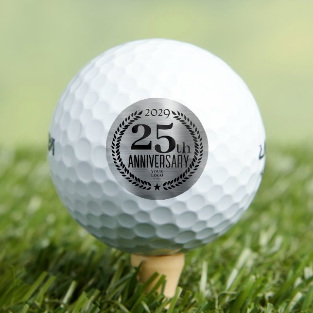 Silver 25th Anniversary Business Logo Golf Balls (Creator Uploaded)