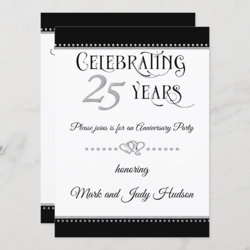 Silver 25th Anniversary Celebration Invitation