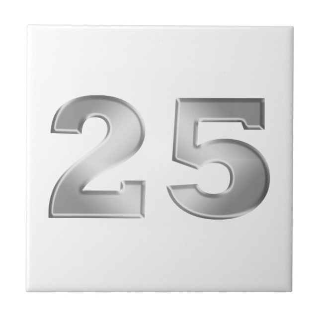 Silver 25th Anniversary Ceramic Tile (Front)