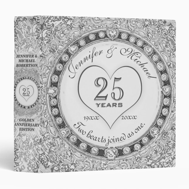 Silver 25th Anniversary Custom Gift Binder (Front/Spine)