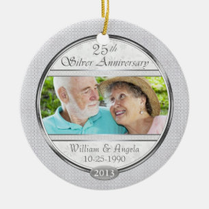 Silver 25th Anniversary Custom Photo Ornament