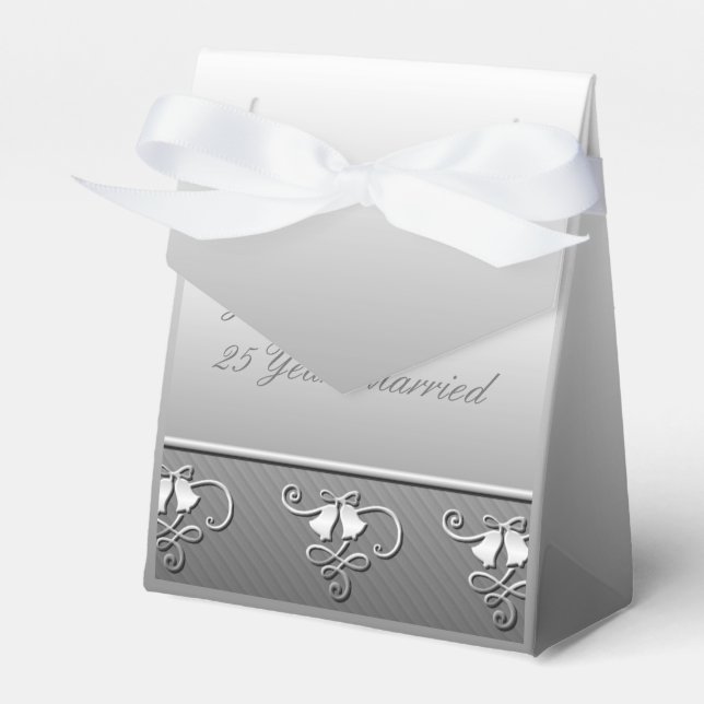 Silver 25th Anniversary Favor Box (Front Side)