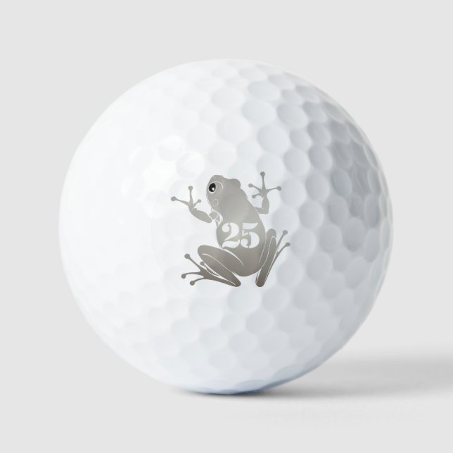 Silver 25th Anniversary Frog "GO" Custom  Golf Balls (Front)