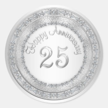 Silver 25th Anniversary Labels by InvitationBlvd at Zazzle