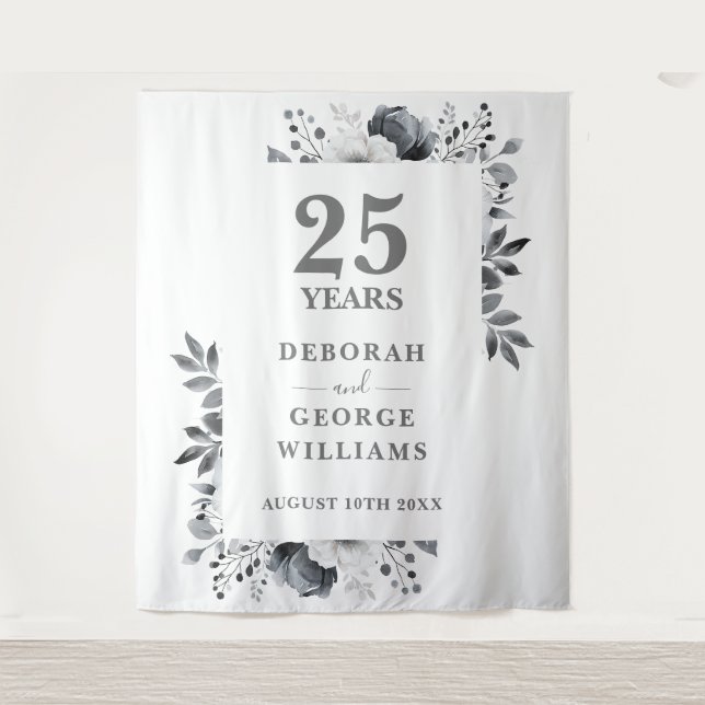 Silver 25th Anniversary Photo Booth Backdrop (Front)