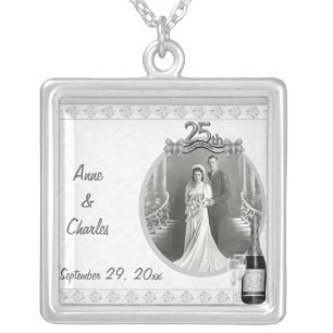 Silver 25th Anniversary Photo Pendant