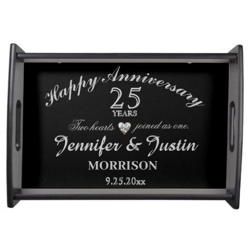 Silver 25th Anniversary Wedding Serving Tray