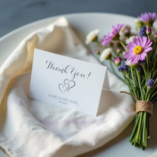 Silver 25th Anniversary with Hearts Letterpress Thank You Card
