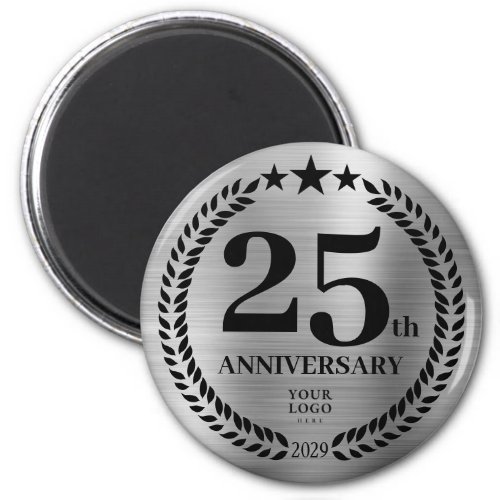 Silver 25th Business Logo Anniversary Magnet