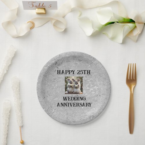 Silver 25th Traditional Wedding Anniversary  Paper Plates