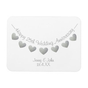Silver 25th wedding anniversary bunting gift magne magnet