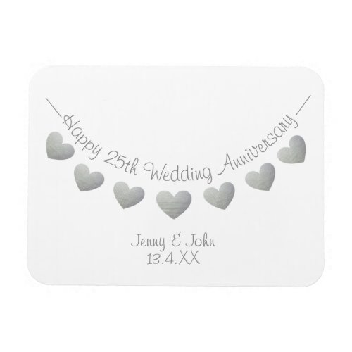 Silver 25th wedding anniversary bunting gift magne magnet