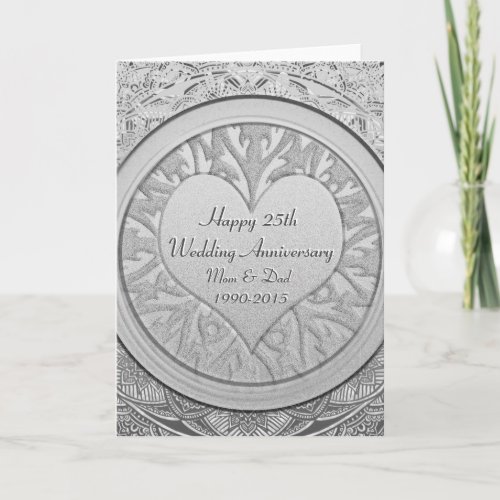 Silver 25th Wedding Anniversary Card