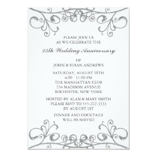 Silver 25th Wedding Anniversary Card