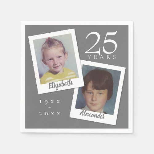 Silver 25th Wedding Anniversary Childhood Photos Napkins