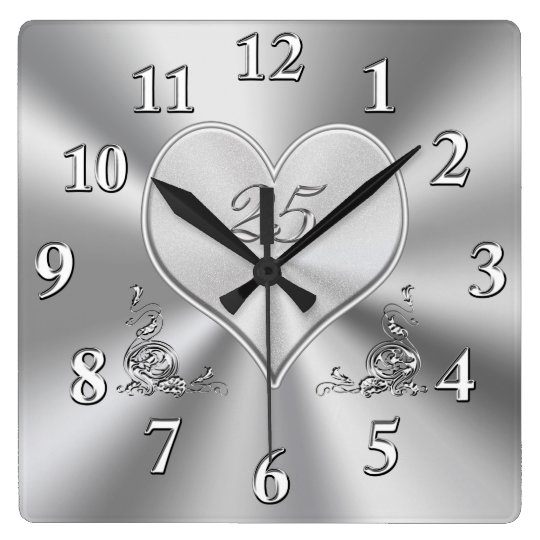 Silver 25th Wedding Anniversary Clocks