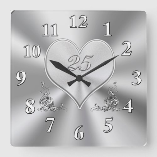 Silver 25th Wedding Anniversary Clocks
