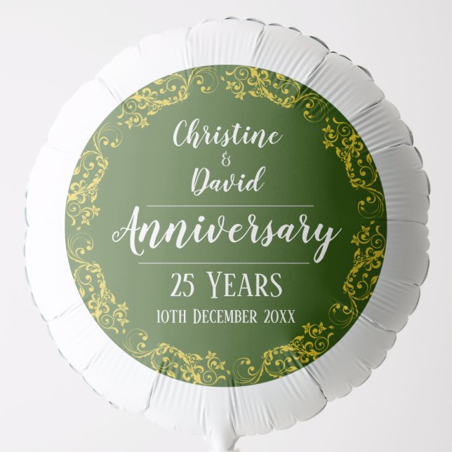 Silver 25th Wedding Anniversary Commemorative Balloon (Front)