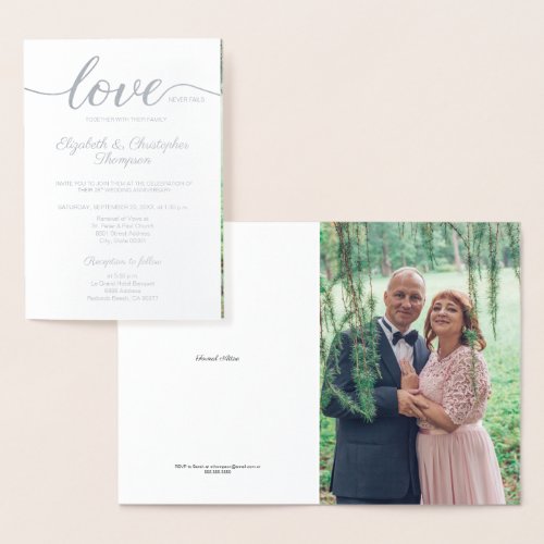 Silver 25th wedding anniversary Couple Photo  Foil Card