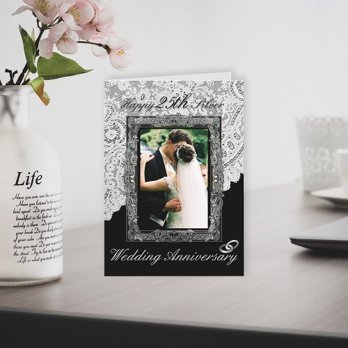 Silver 25th Wedding Anniversary Elegant Card