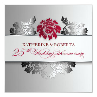 silver 25th wedding anniversary elegant invitation