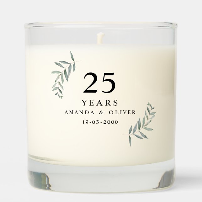 Silver 25th Wedding Anniversary Gift for Couples Scented Candle (Front)