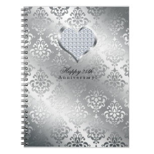 Silver 25th Wedding Anniversary Guest Book
