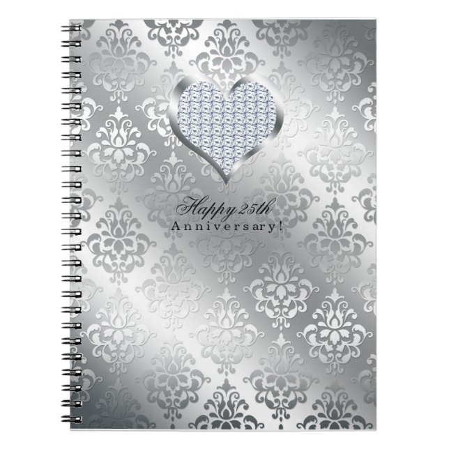 Silver 25th Wedding Anniversary Guest Book (Front)