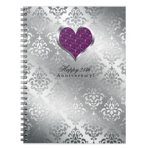 Silver 25th Wedding Anniversary Guest Book