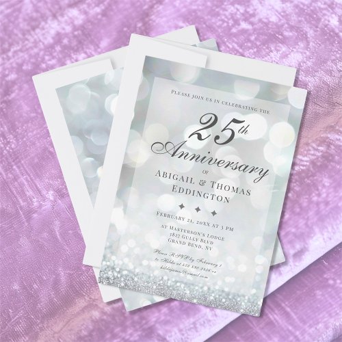 Silver 25th Wedding Anniversary Invitation