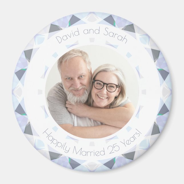 Silver 25th Wedding Anniversary Keepsake Gift Magnet (Front)