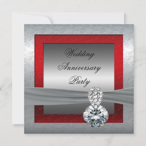 Silver 25th Wedding Anniversary Party Invitation
