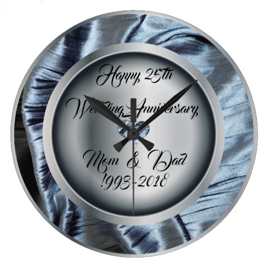 Silver 25th Wedding Anniversary Wall Clock