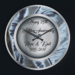 Silver 25th Wedding Anniversary Wall Clock<br><div class="desc">Modern and elegant design in silver and black</div>