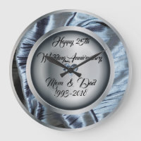 Silver 25th Wedding Anniversary Wall Clock