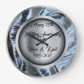 Silver 25th Wedding Anniversary Wall Clock